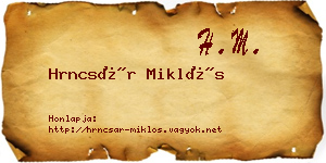 Hrncsár Miklós névjegykártya